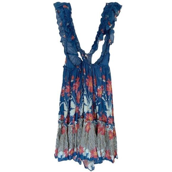 Free People Bali Wild Daisy Crisscross Back Ruffled Mini Dress NWT Size Small - Picture 4 of 8